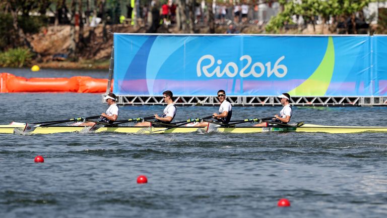 Great Britain's men's quadruple skulls of Sam Heaton, Peter Lambert, Angus Groom and Jack Beaumont 