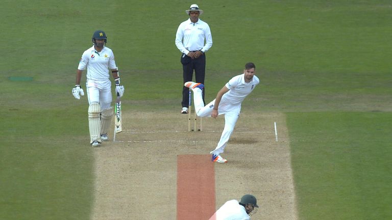 James Anderson runs on pitch