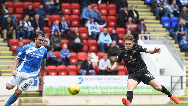 James Forrest scores Celtic's third goal against St Johnstone