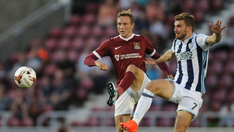 West Brom's James Morrison (right) and Northampton's Matthew Taylor during the EFL Cup