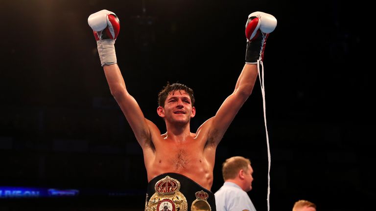 LONDON, ENGLAND - APRIL 09:  Jamie McDonnell of England celebrates defeating Fernando Vargas of Mexico during the WBA World Bantamweight title fight at The