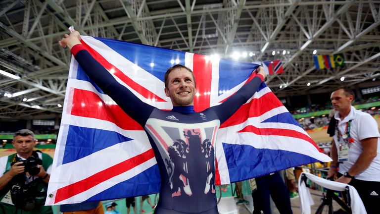 Great Britain's Jason Kenny has won the gold medal in the men's sprint with team-mate Callum Skinner taking the silver 