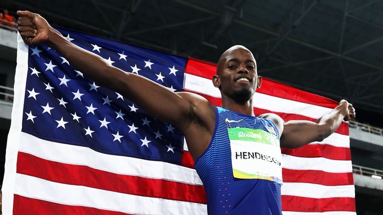 RIO DE JANEIRO, BRAZIL - AUGUST 13:  Jeff Henderson of the United States celebrates after wiining the Men's Long Jump Final on Day 8 of the Rio 2016 Olympi