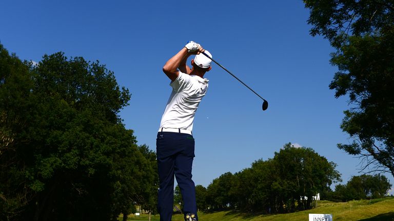 PRAGUE, CZECH REPUBLIC - AUGUST 19:  Jeff Winther of Denmark tees off on the 4th hole during the second round of the D+D REAL Czech Masters at Albatross Go