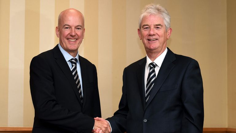 Jeremy Peace (left) is to step down as chairman of West Brom, with John Williams (right) taking over. Image: West Bromwich Albion