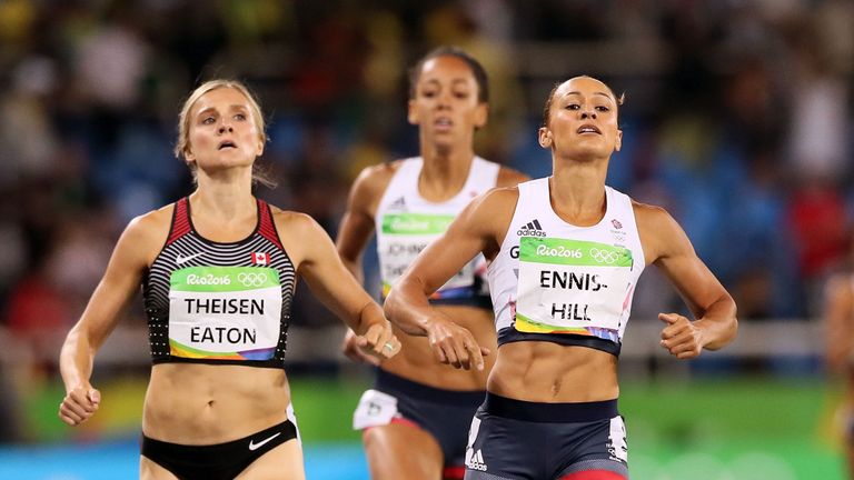 Great Britain's Jessica Ennis-Hill completes the 800m and claims a silver medal 