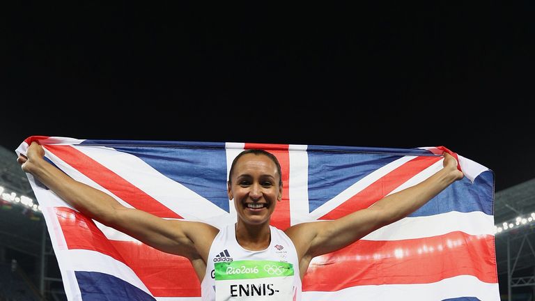 RIO DE JANEIRO, BRAZIL - AUGUST 13:  Jessica Ennis-Hill of Great Britain celebrates winning a silver medal in the Women's Heptathlon on Day 8 of the Rio 20