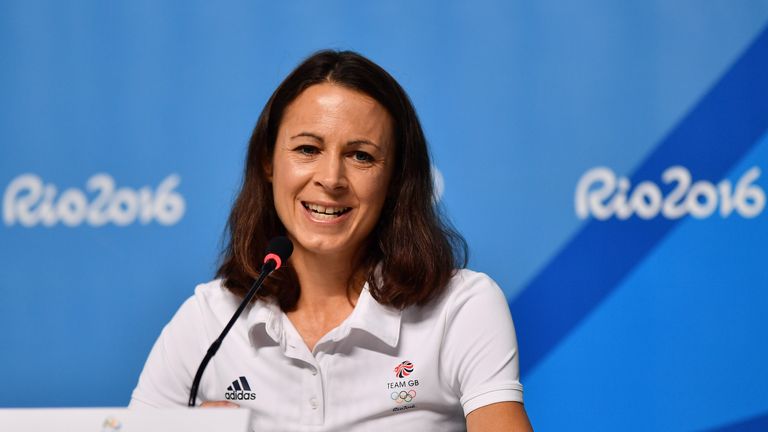 Jo Pavey of Great Britain attends a press conference at the Main Press Centre on August 10, 2016 in Rio de Janeiro, 