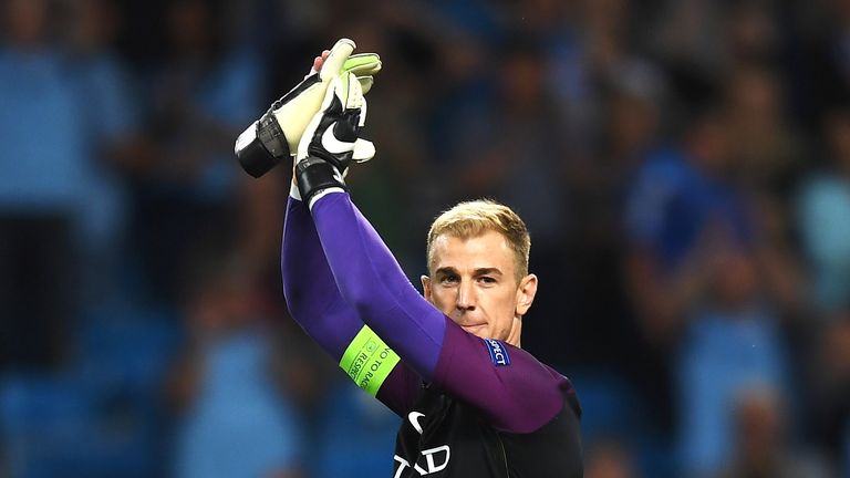 Joe Hart applauds the fans at the final whistle