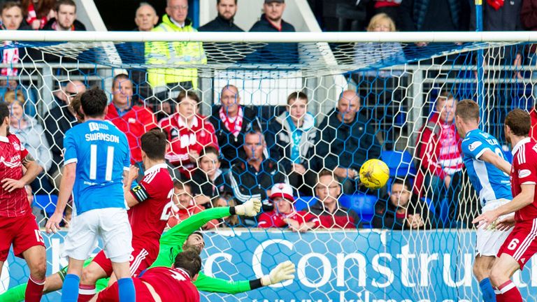 Aberdeen goalkeeper Joe Lewis saves from St Johnstone's Danny Swanson