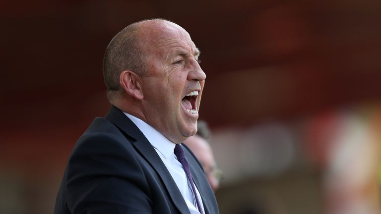 Accrington Stanley's manager John Coleman during the Sky Bet League Two match at the Wham Stadium, Accrington.