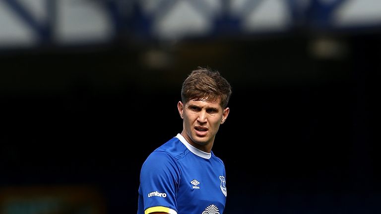 LIVERPOOL, ENGLAND - AUGUST 06:  John Stones of Everton looks on during the pre-season friendly match between Everton and Espanyol at Goodison Park on Augu