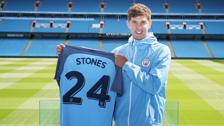 A portrait of Manchester City's new signing John Stones at the Etihad Stadium