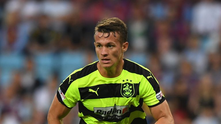 BIRMINGHAM, ENGLAND - AUGUST 16:  Jonathan Hogg of Huddersfield in action during the Sky Bet Championship match between Aston Villa and Huddersfield Town a