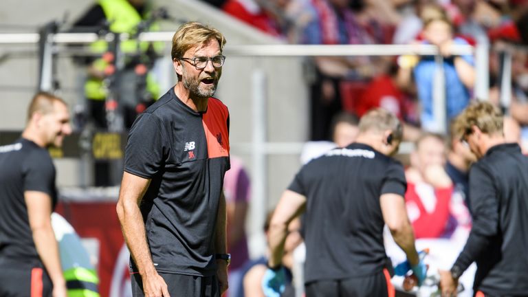 MAINZ, GERMANY - AUGUST 07: Head coach Juergen Klopp of Liverpool during the friendly match between 1. FSV Mainz 05 and Liverpool FC at Opel Arena on Augus