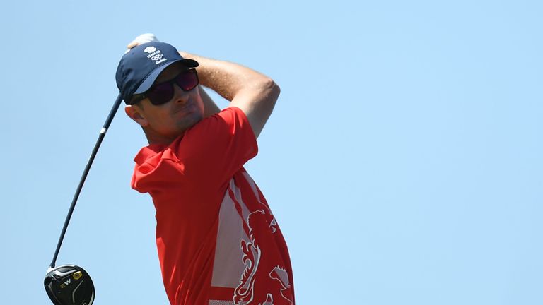 Britain's Justin Rose competes in the men's individual stroke play at the Olympic Golf course during the Rio 2016 Olympic Games in Rio de Janeiro on August