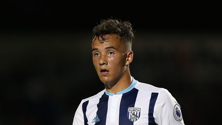 NORTHAMPTON, ENGLAND - AUGUST 23:  Kane Wilson of West Bromwich Albion in action during the EFL Cup second round match between Northampton Town and West Br