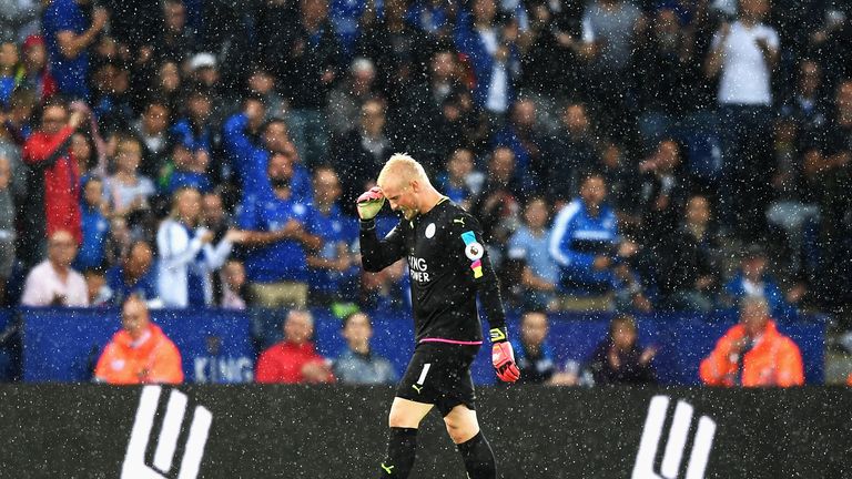 Kasper Schmeichel was taken off with just over half an hour left on Saturday