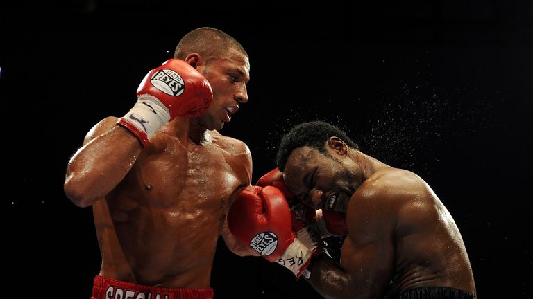Kell Brook of Great Britain lands a punch on Lovemore N'dou of Australia in June 25, 2011