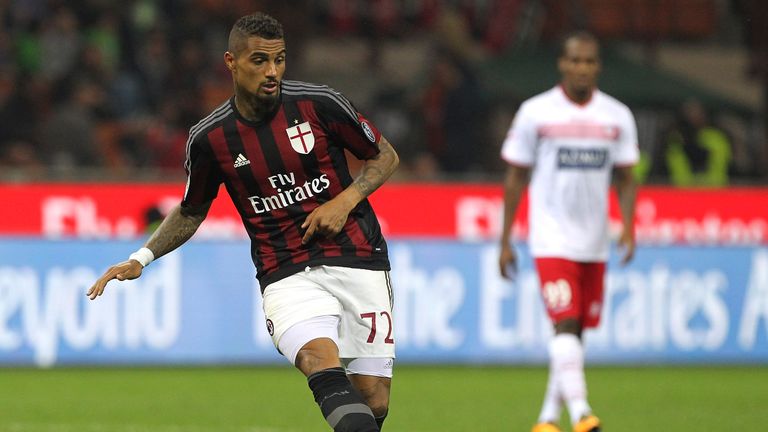 MILAN, ITALY - APRIL 21:  Kevin Prince Boateng of AC Milan in action during the Serie A match between AC Milan and Carpi FC at Stadio Giuseppe Meazza on Ap