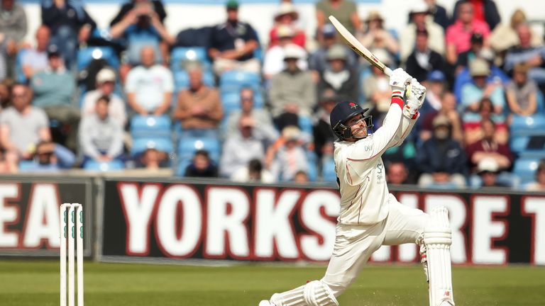 Kyle Jarvis of Lancashire bats during day two of the Specsavers County Championship: Division One match at Yorkshire