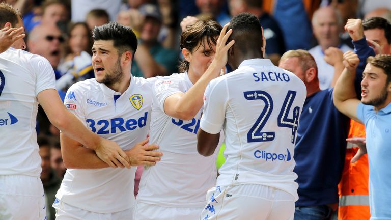 Leeds United's Marcus Antonsson celebrates