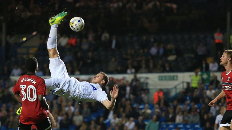 Leeds United's Chris Wood scores a spectacular late equaliser