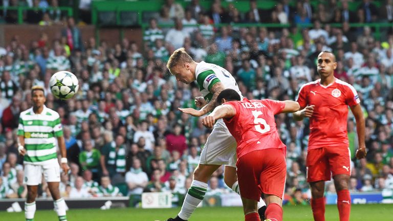 James Forrest set up Leigh Griffiths for his first goal in Celtic's 5-2 win over Hapoel Beer-Sheva