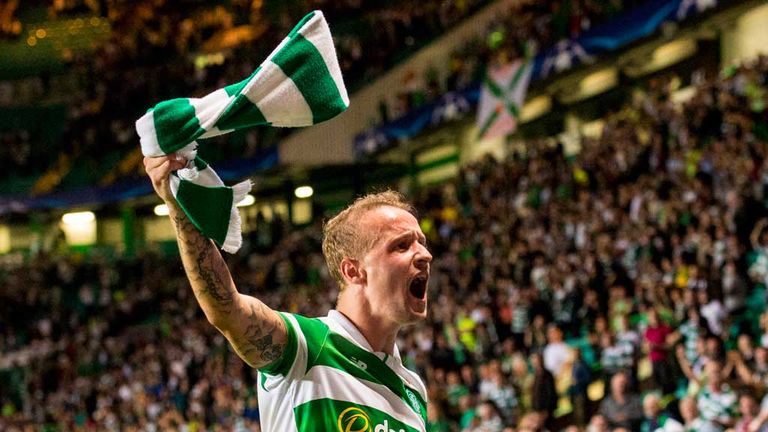 Celtic's Leigh Griffiths at full time after 5-2 ein v Hapoel Beer Sheva