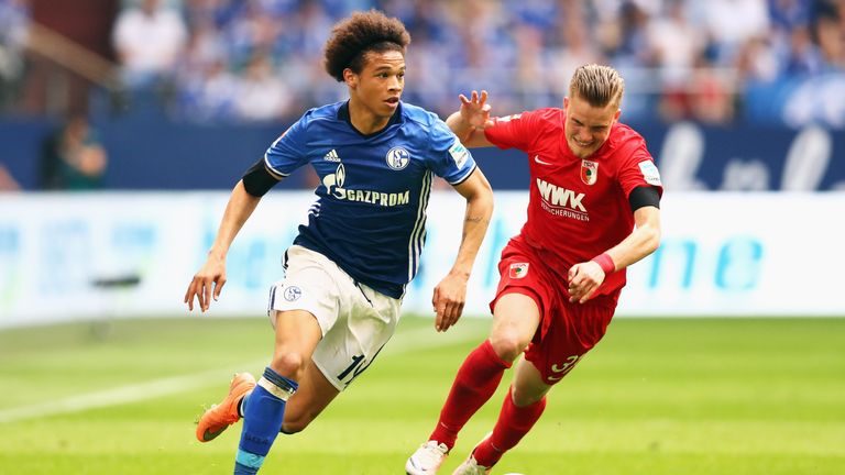 Leroy Sane in action during the Bundesliga match between FC Schalke 04 and FC Augsburg held at Veltins-Arena in Gelsenkirchen, Germany on May 7, 2016 
