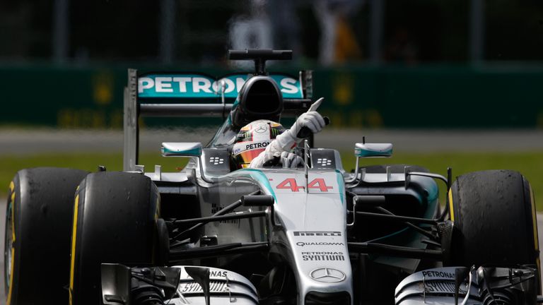 MONTREAL, QC - JUNE 07:  Race winner Lewis Hamilton of Great Britain and Mercedes GP celebrates his victory during the Canadian Formula One Grand Prix at C