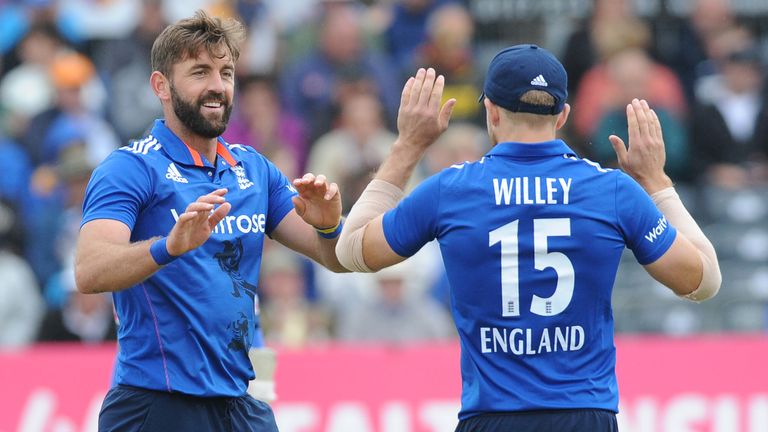 England's Liam Plunkett (left) celebrates with David Willey in an ODI v Sri Lanka