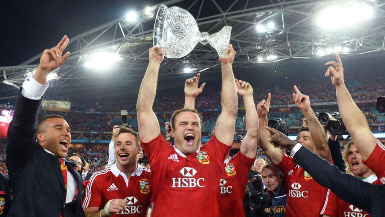 The British and Irish Lions celebrate Test series victory over Australia in 2013