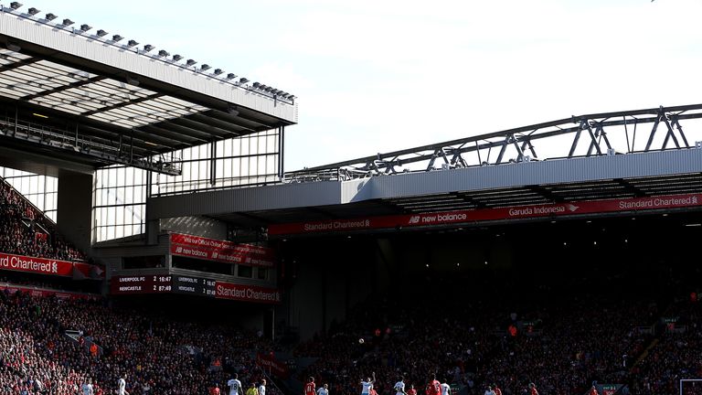 LIVERPOOL, ENGLAND - APRIL 23:  General view of play during the Barclays Premier League match between Liverpool and Newcastle United at Anfield on April 23