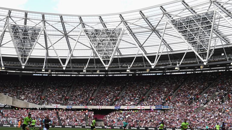 LONDON, ENGLAND - AUGUST 21: A general view during the Premier League match between West Ham United and AFC Bournemouth at London Stadium on August 21, 201