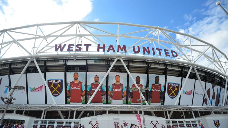 A general view outside the London Stadium ahead of the  English Premier League football match between West Ham United and Bournemouth in east London on Aug