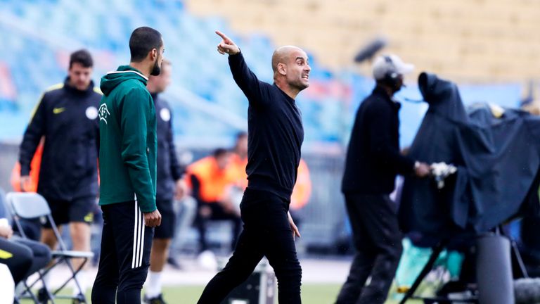GOTHENBURG, SWEDEN - AUGUST 07: Pep Guardiola, head coach of Manchester City during the Pre-Season Friendly between Arsenal and Manchester City at Ullevi o