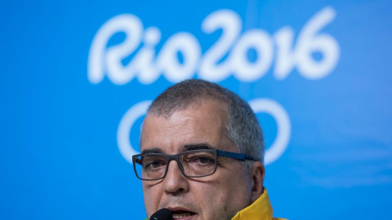 Communications director Mario Andrada speaks to the media on Sunday