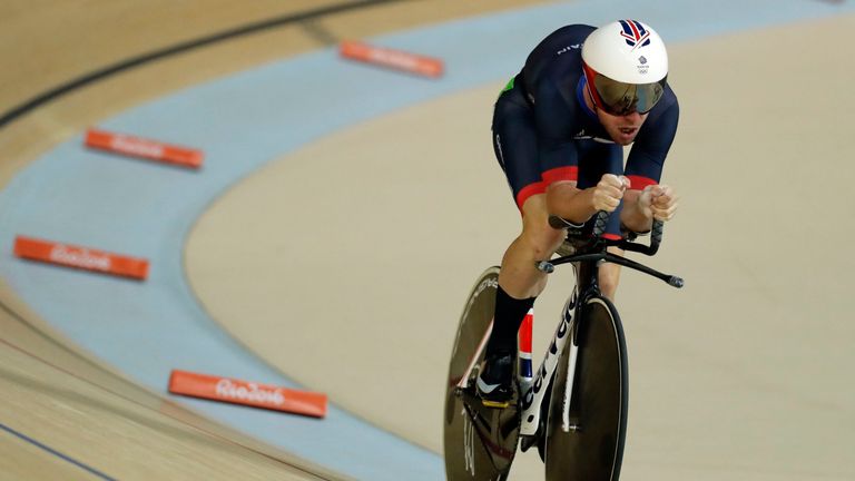Mark Cavendish of Britain competes in the men's cycling omnium time trial 
