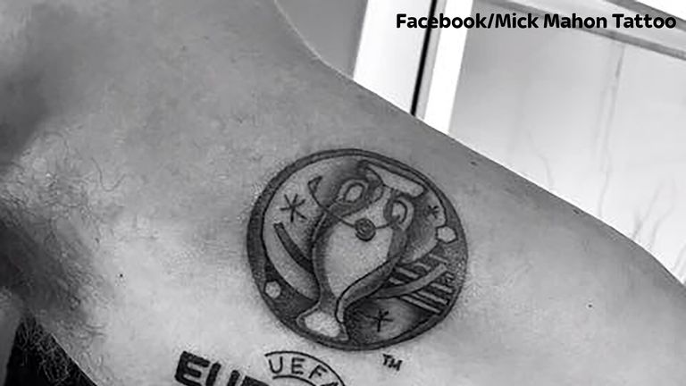 Premier League referee Mark Clattenburg shows off his UEFA Euro 2016 tattoo