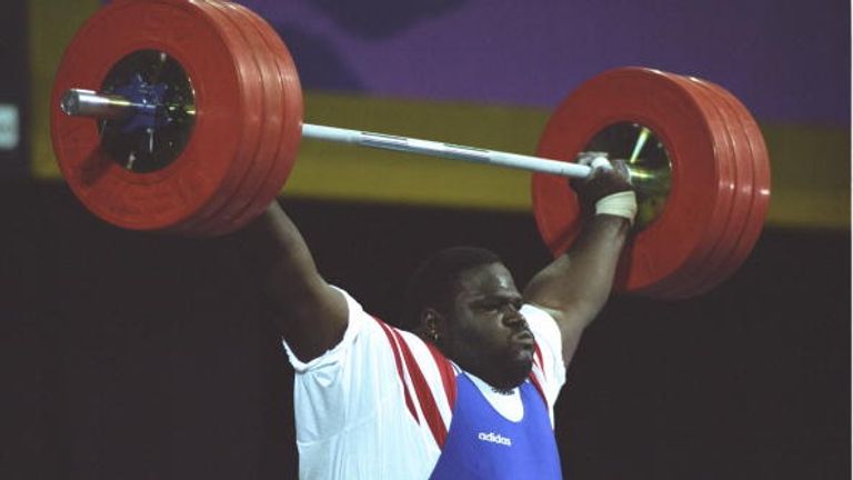 30 Jul 1996:  Mark Henry of the USA in action during the mens''s weightlifting at the Georgia World Congress Center at the 1996 Centennial Olympic Games in