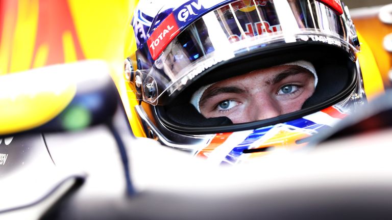 Max Verstappen sits in his car in the Red Bull garage during practice for the Belgian GP