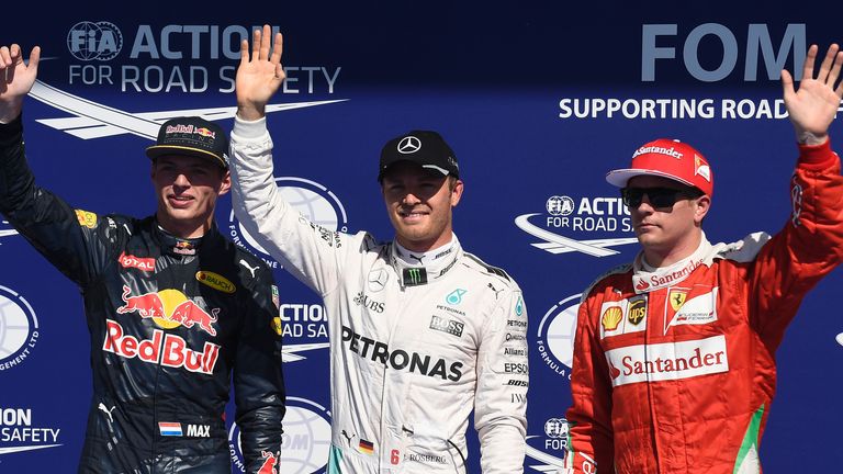 Max Verstappen, Nico Rosberg and Kimi Raikkonon, the qualifying 2-1-3 at the Belgian Grand Prix