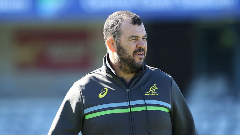 Michael Cheika coach of the Wallabies during an Australian Wallabies training session at Central Coast Stadium on August 1