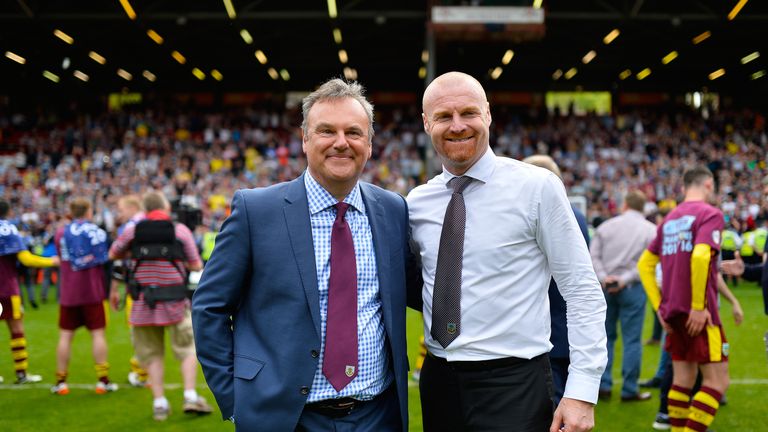 LONDON, ENGLAND - MAY 07:  Chairman Mike Garlick and Sean Dyche, Manager of of Burnley after the Sky Bet 