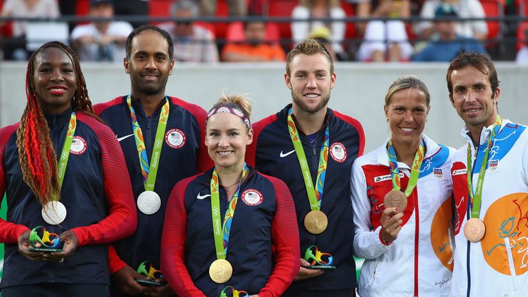 Venus Williams, Rajeev Ram, Bethanie Mattek-Sands, Jack Sock, Lucie Hradecka, Radek Stepenek, Rio 2016 Olympics mixed doubles medals