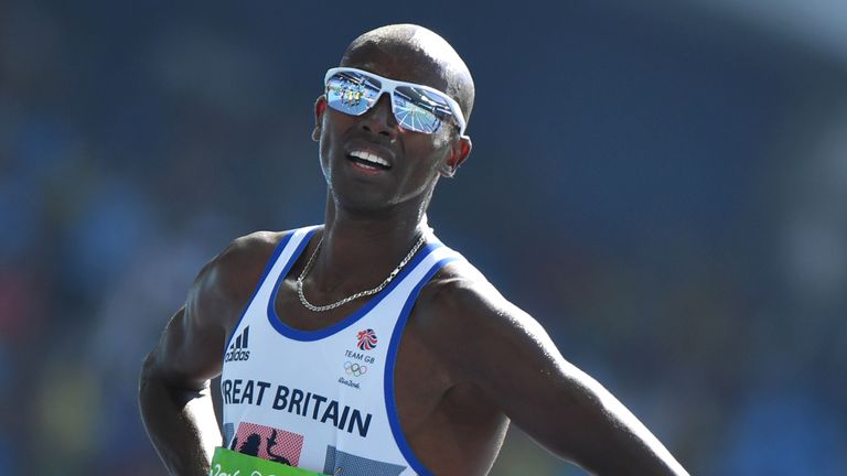 Britain's Mo Farah looks on after competing in the Men's 5000m