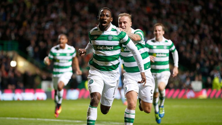 Celtic's Moussa Dembele celebrates scoring his side's second goal from a penalty