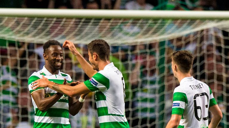 Moussa Dembele scored Celtic's fourth goal in their 5-2 win over Hapoel Be'er Sheva