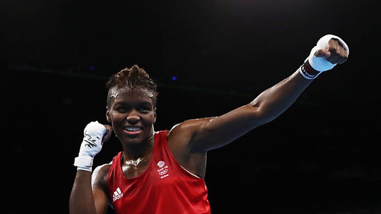 Nicola Adams of Great Britain celebrates beating Tetyana Kob of Ukraine after the Boxing Women's Fly (48-51kg) Quarter-Final